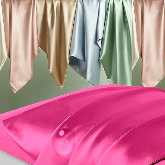 Silk Pillowcase for Hair and Skin, Mulberry Silk Pillow Cases Queen Size, Anti Acne Cooling Beauty Sleep Both Sides Natural Silk Satin Pillowcases with Hidden Zipper, Gifts for Women Men, Hot Pink