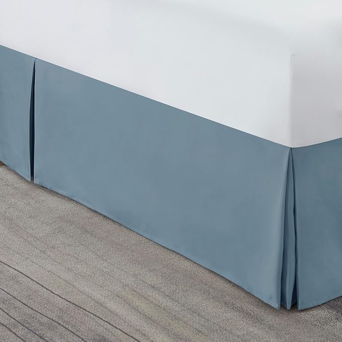 Nestl Stone Blue Bed Skirt Cal King Size - Cal King Bed Skirt 14 Inch Drop - Brushed Microfiber Bed Skirts - Hotel Quality Pleated Bed Skirt - Shrinkage & Fade Resistant