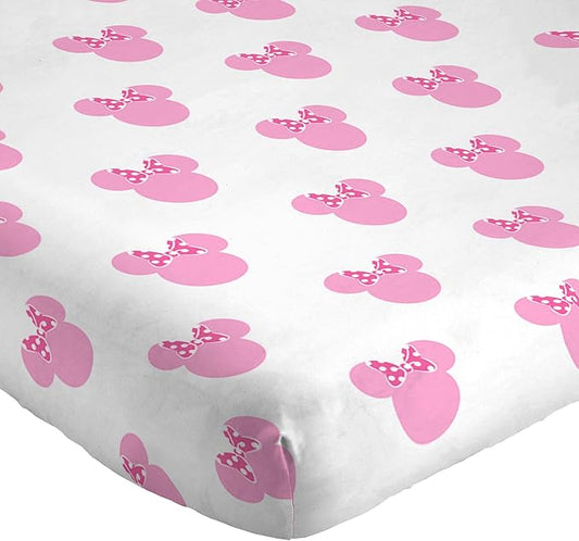 Jay Franco Kids Sheet Set with Fitted, Flat Sheets & Pillow Cover - Ultra-Soft Bedding with Pillowcase for Room Decor, White - Minnie Mouse, 3 Piece Twin