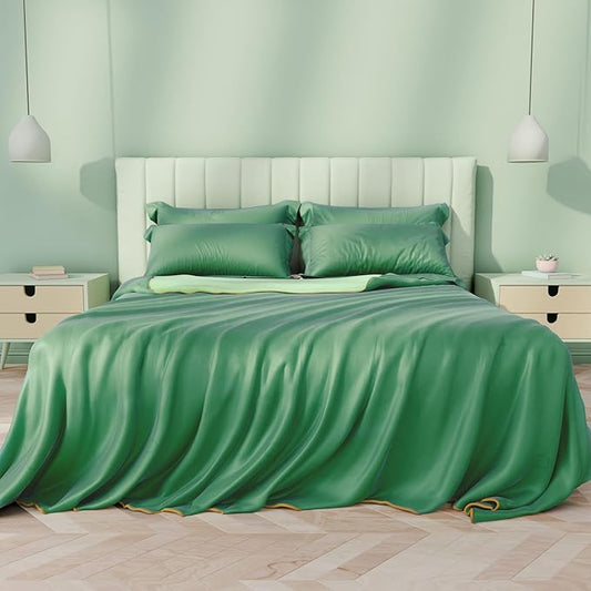 Sheal Cooling Comforter Queen Size 80'' x 90'', Q-Max Rating of >0.4, Double-Sided Cool Tech Comforter & Colors, All-Season Lightweight Blanket to Quickly Cool Down, Watermelon Green