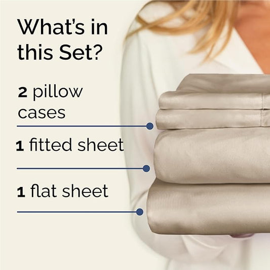 Twin XL 4 Piece Sheet Set - Comfy Breathable & Cooling - Ultra Soft Hotel Luxury Bedding Set w/ 8-16 Inch Deep Pockets - 1 Flat & 1 Fitted Sheet & 2 Pillowcases - Wrinkle Free and Easy Care - Wheat