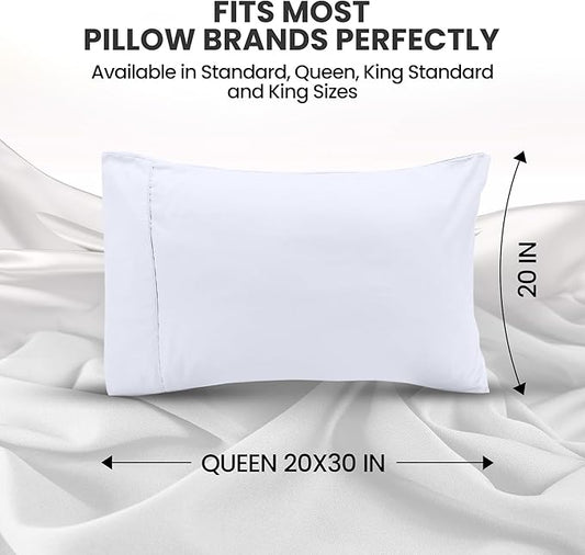 Utopia Bedding Queen Pillow Cases - 2 Pack - Envelope Closure - Soft Brushed Microfiber Fabric - Shrinkage and Fade Resistant Pillow Covers Queen Size 20 X 30 Inches (Queen, White)