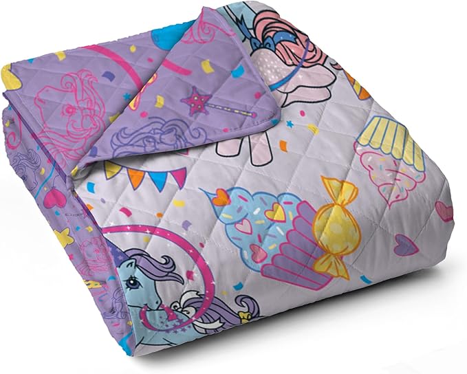 Northwest My Little Pony Pony Party Quilted Blanket, Comfy Throw, Adults Boys Girls, Soft Lightweight Bedding for Bed, or Couch, 60 x 80 inches