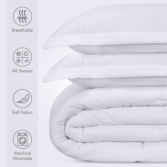 Utopia Bedding White Kids Comforter Set with 2 Pillow Shams, 3 Piece Soft Microfiber Twin Bed Comforter with Pillow Shams, Printed Kids Bedding for Boys and Girls, Lightweight, Breathable,Easy Care