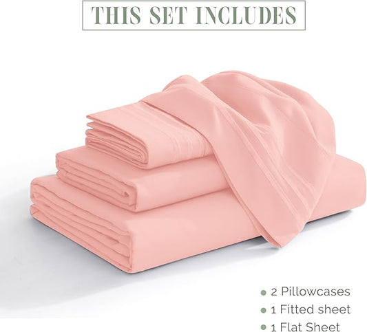 Elegant Comfort Luxurious 1500 Premium Hotel Quality Microfiber 4-Piece Sheet Set, 18-24 Inches Deep - Extra Deep Pocket Sheets - Ultra Soft 4PC Deep Pocket Sheets, Twin/Twin XL, Dusty Rose