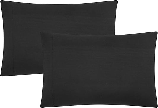 Evolive Ultra Soft Brushed Microfiber King Size 20"x40" Pillowcases Pair with Envelope Clousure Set of 2 (20"x40" King, Black)