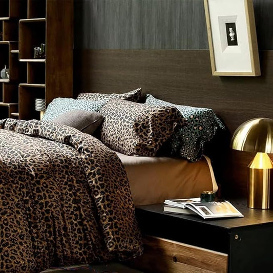mixinni Animal Cheetah Comforter Set Queen 3 Pieces Leopard Print Bed Set Sexy Soft Fluffy Floral Printed Pattern Bedding Set with 2 Pillowcases for All Season-(1 Comforter + 2 Pillowcases)
