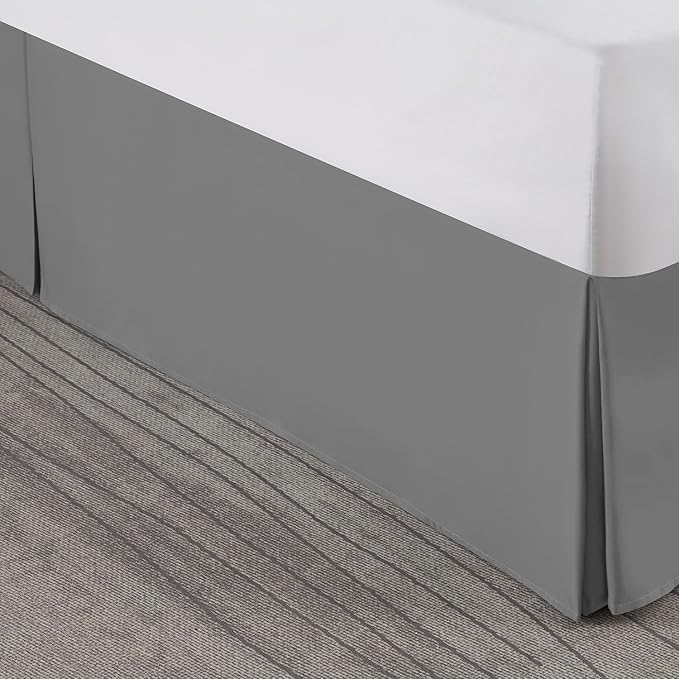 Nestl Grey Blue Bed Skirt Cal King Size - Cal King Bed Skirt 14 Inch Drop - Brushed Microfiber Bed Skirts - Hotel Quality Pleated Bed Skirt - Shrinkage & Fade Resistant