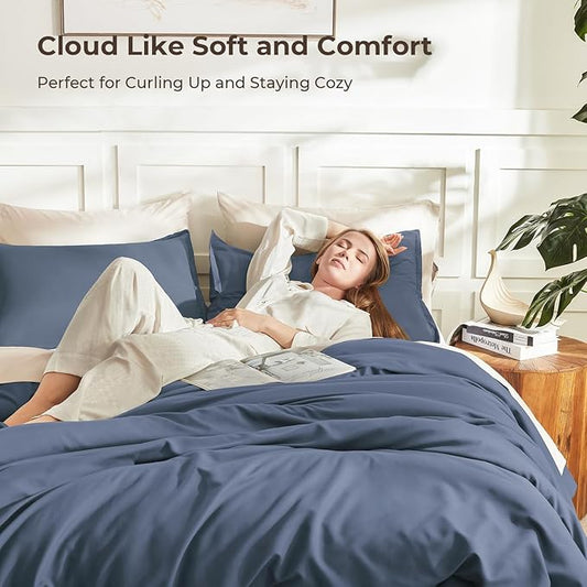 Litanika Comforters Twin XL Size Bluish Grey, 2 Pieces Lightweight Solid Bedding Set & Collections, All Season Fluffy Bed Set (68x92 Inches Comforter & 1 Pillowcase)