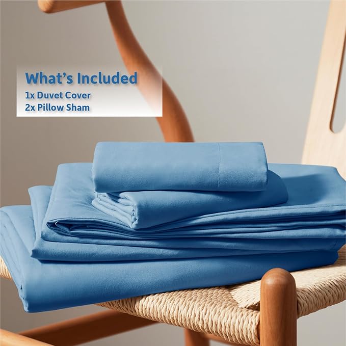 Nestl Blue Heaven Duvet Cover Queen Size - Soft Double Brushed Queen Duvet Cover Set, 3 Piece, with Button Closure, 1 Duvet Cover 90x90 inches and 2 Pillow Shams