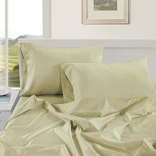 LANE LINEN Queen White Pillow Cases Set of 2, 100% Egyptian Cotton Cases, Sateen - Perfect for Home, Hotels & Hospital Use, Standard Size - Seafoam