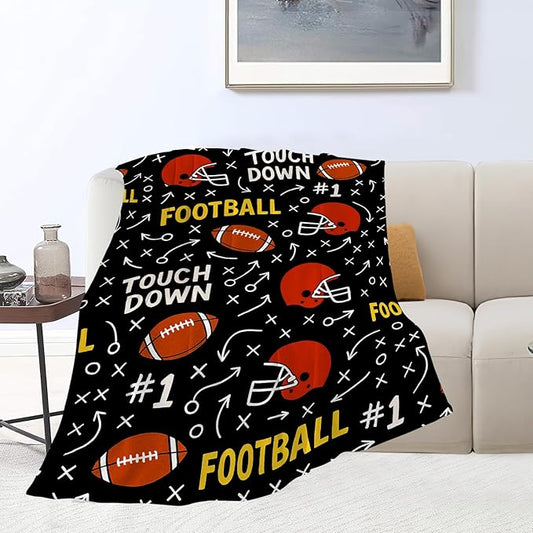 American Football Blanket Super Soft Warm Fluffy Fleece Flannel Ball Sports Throw Blanket Cozy Fuzzy Plush Football Stuff Bedding Blankets Gifts for Teens Boys Kids Women Girls Adults 50"X40"