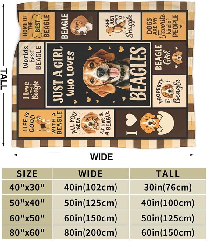 Beagle Blanket Super Soft Warm Fluffy Fleece Flannel Dog Animal Throw Blanket Cozy Fuzzy Plush Stuff Bedding Blankets Gifts for Women Kids Boys Girls Adults 50"X40"