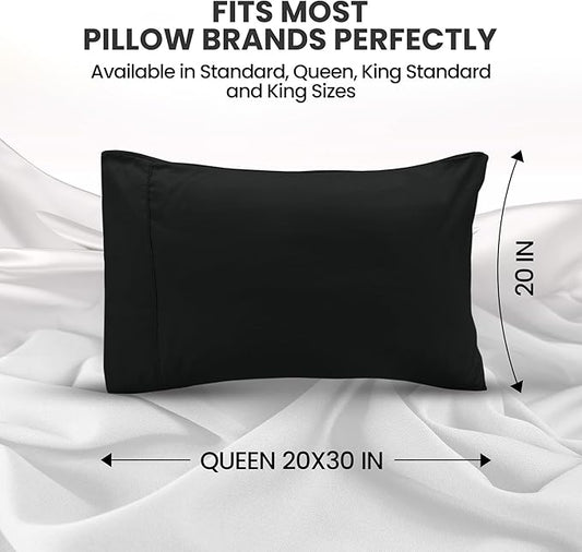 Utopia Bedding Queen Pillow Cases - 2 Pack - Envelope Closure - Soft Brushed Microfiber Fabric - Shrinkage and Fade Resistant Pillow Covers Queen Size 20 X 30 Inches (Queen, Black)