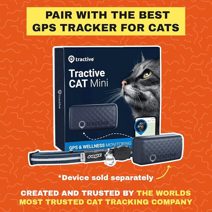 Travel CAT The Pathfinder Cat Harness with GPS Tracker Pocket - Powered by Tractive Cat Harness Escape Proof - Walking Escape Proof Harness for Small, Large Cat, Kitten (Orange, Small)