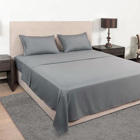 Mejoroom Full Size Sheets - 1800TC Luxury Full Sheets with 16 Inch Deep Pocket - Premium Bedding Collection - Soft, Breathable, Wrinkle, Fade & Stain Resistant - 4 Piece (Full, Gray)