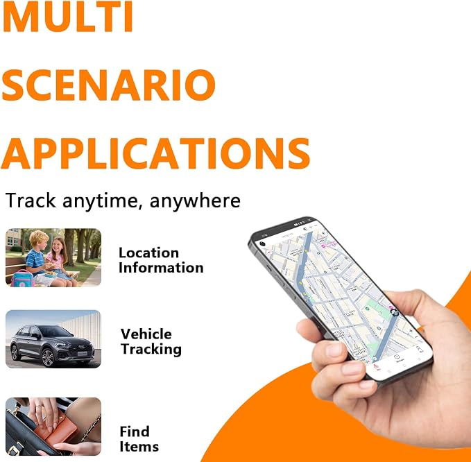 GPS Tracker for Vehicles,Portable GPS Tracking Device-TG03-Orange | Real Time Full Global Coverage Location Tracker for Kids,Dogs,Trucks/Person,No Monthly Fee/No SIM Card Required