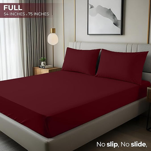 Utopia Bedding Full Fitted Sheet - Bottom Sheet - Deep Pocket - Soft Microfiber - Shrinkage and Fade Resistant - Easy Care -1 Fitted Sheet Only (Red Burgundy)