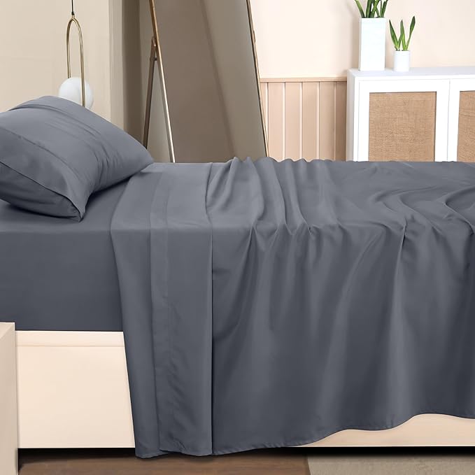 Utopia Bedding Twin Bed Sheets Set - Pack of 2 Sheet Sets - Perfect for Spa, Hotel, & Guest Bedroom - Brushed Microfiber - Shrinkage and Fade Resistant - Easy Care (Grey)