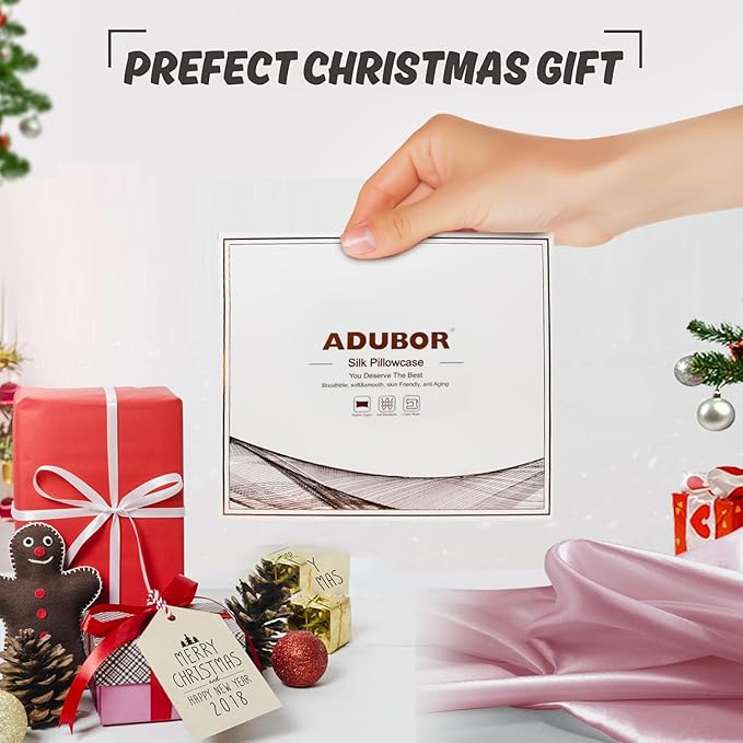 Adubor 100% Silk Pillowcase - Mulberry Silk Pillow Cases, 22 Momme 6A Grade Fibers, Silk Pillow Case for Hair and Skin Health, with Hidden Zipper (Standard 20''×26'', Medium Pink, 1PC)