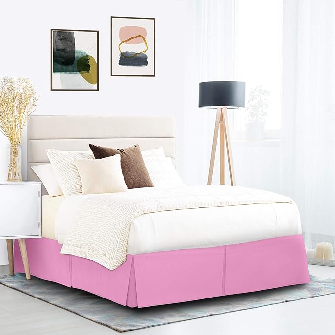 Nestl Light Pink Bed Skirt King Size - King Bed Skirt 14 Inch Drop - Brushed Microfiber Bed Skirts - Hotel Quality Pleated Bed Skirt - Shrinkage & Fade Resistant