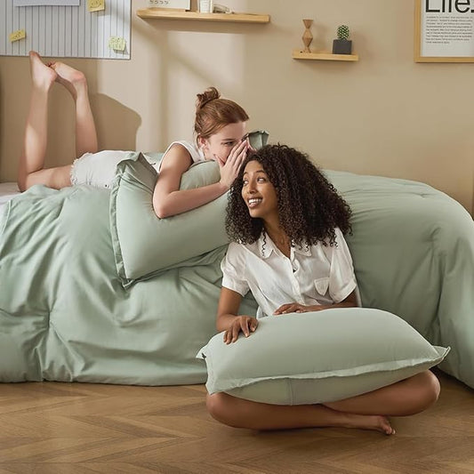 Litanika Twin XL Comforter Set Sage Green - 2 Pieces Extra Long Bed Set for College Dorm, All Season Bedding Set for Girls and Boys