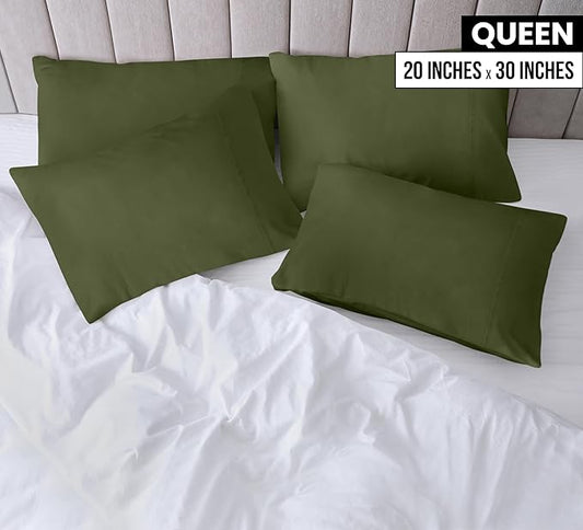 Utopia Bedding Queen Pillow Cases - 4 Pack - Envelope Closure - Soft Brushed Microfiber Fabric - Shrinkage and Fade Resistant Pillow Covers Queen Size 20 X 30 Inches (Queen, Olive)