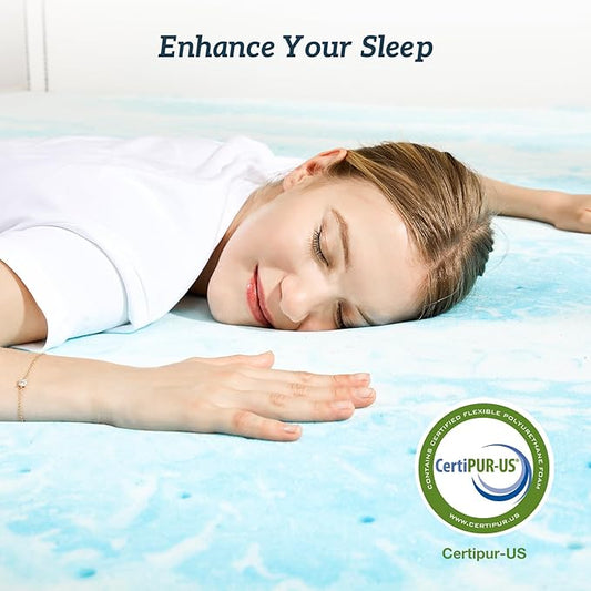 Sweetcrispy Memory Foam Mattress Topper King, 4 Inch Thick Gel Infused Cooling Toppers Pad for King Size Bed, Sleeper Sofa, RV, Camper, CertiPUR US Certified, Ventilated and Breathable