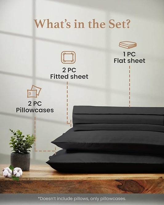 Good Sleep Bedding Split King Sheets for Adjustable Bed - Buttery Soft 100% Cotton Set, Sateen Bedding Set with Durable Twin XL Fitted Sheets - Dark Gray