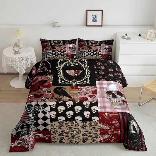 Fall Style Tree Comforter Set King Size,Mountain Nature Scenery Bedding Sets 3Pcs for Kids Girls Boys Adult Room Decor,Rustic Farmhouse Quilt Set Botanical Natural Duvet Insert,2 Pillowcases