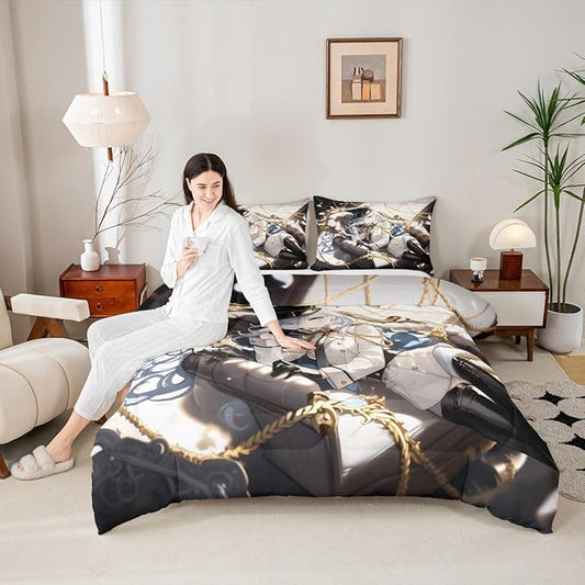 Erosebridal 3D Anime Uniform Girl Queen Size Comforter Sets,Japanese Style Cartoon Bedding for Boys Girls Teen Cute Kawaii Room Decor, Sailor Suit Duvet Set Anime Cyber Retrofuturism Homebody Quilt