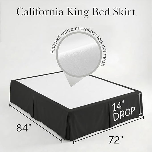 Southshore Fine Living, Inc. California King Bed Skirt 14 Inch Drop - Black Dust Ruffle with Split Corners - Pet Hair Resistant Cal King Bed Skirt, Wrinkle Resistant, Fade Resistant - Black