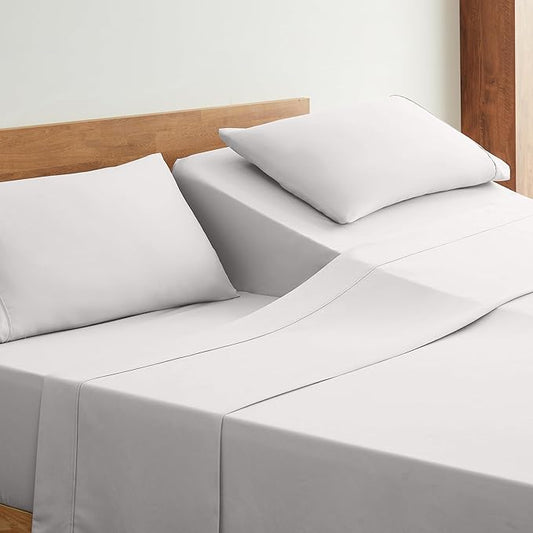 UGG Hedi Split King Sheet Set 5-Piece Luxury Cooling Sheets Deep Pockets Premium Bedding with 2 Shams Hypoallergenic Machine Washable Soft Lightweight Set for Adjustable Bed, Split King, Stone Grey