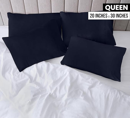 Utopia Bedding Queen Pillow Cases - 4 Pack - Envelope Closure - Soft Brushed Microfiber Fabric - Shrinkage and Fade Resistant Pillow Covers Queen Size 20 X 30 Inches (Queen, Navy)