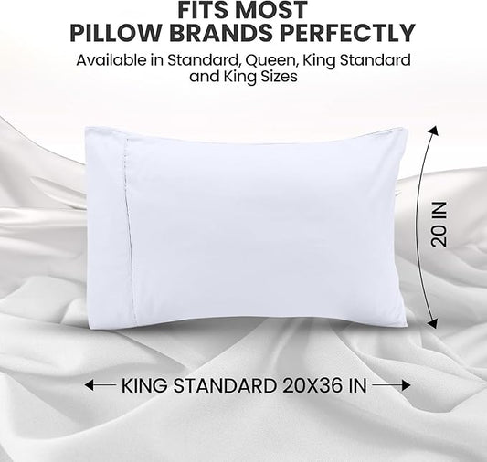 Utopia Bedding Pillow Covers King Standard Size 2-Pack – Soft Brushed Microfiber – Perfect for Hospitals, Hotels, Guest Rooms – Oeko-TEX Certified, 20x36 Inches (White)