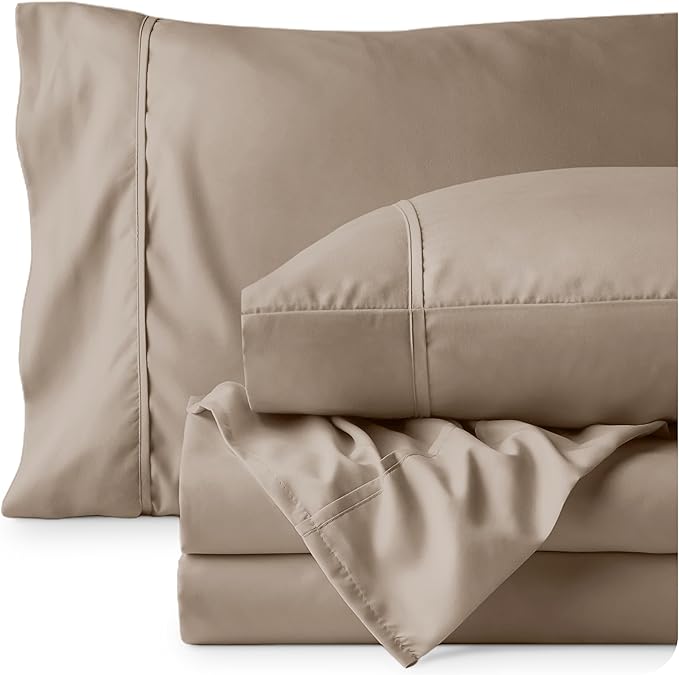 Bare Home Twin XL Sheet Set - 1800 Ultra-Soft Microfiber Twin Extra Long Bed Sheets - Double Brushed - Deep Pockets - Easy Fit - 3 Piece Set - Bedding Sheets & Pillowcases (Twin XL, Pebble)