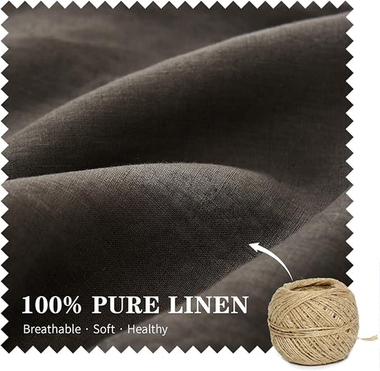 Simple&Opulence 100% Linen Lumbar Pillow Cover 12 x 20 Inches Set of 2 Rectangular Decorative Throw Cushion Cover for Couch Sofa Bed Living Room Office Soft Breathable Farmhouse - Dark Grey