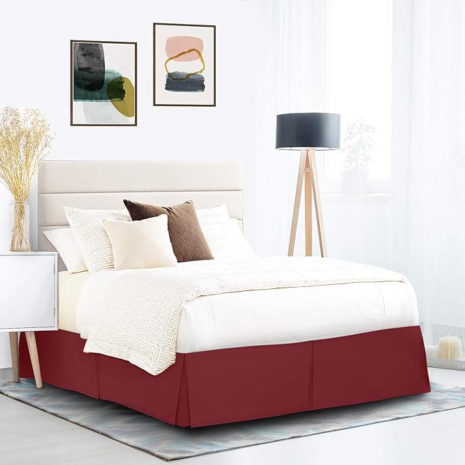 Nestl Red Heaven Bed Skirt Cal King Size - Cal King Bed Skirt 14 Inch Drop - Brushed Microfiber Bed Skirts - Hotel Quality Pleated Bed Skirt - Shrinkage & Fade Resistant