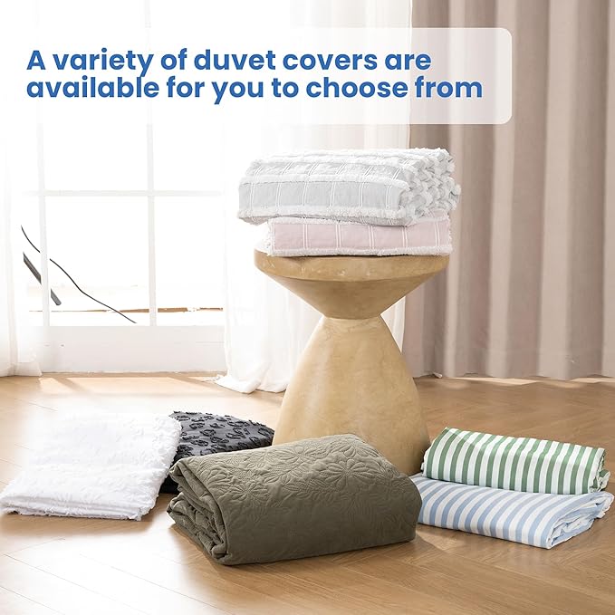 ROSE&RISY Blue King Duvet Cover Set, 3 Pieces Soft Bedding Set, Breathable and Cooling,Includes 1 Duvet Cover, 2 Pillow Cases (Blue Stripe, King)