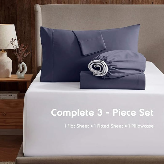 Nestl Twin XL Sheet Set - College Dorm Size - Luxury 1800 Ultra-Soft Microfiber Twin Extra Long Bed Sheets - Deep Pockets - Easy Fit - Extra Soft - 3 Piece Set (Twin XL, Navy Blue)