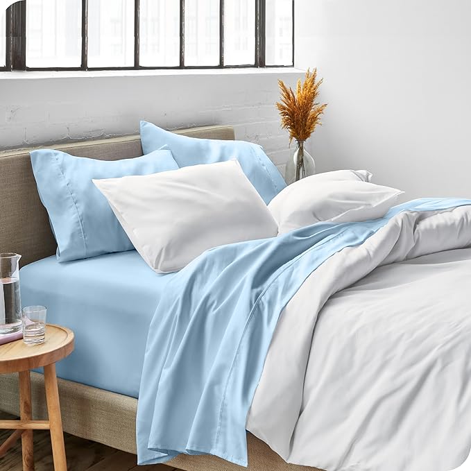 Bare Home Split King Sheet Set - 1800 Ultra-Soft Microfiber Bed Sheets - Double Brushed - Deep Pockets - Easy Fit - 5 Piece Set - Bedding Sheets & Pillowcases (Split King, Light Blue)