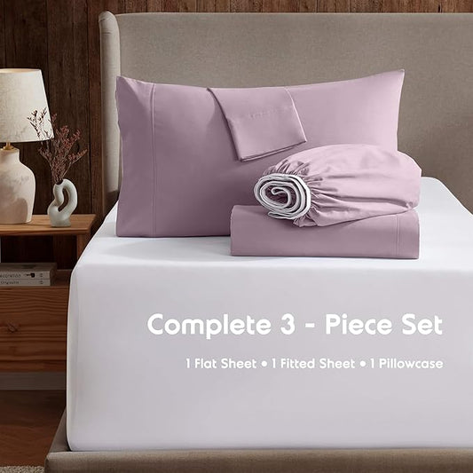 Nestl Twin XL Sheet Set - College Dorm Size - Luxury 1800 Ultra-Soft Microfiber Twin Extra Long Bed Sheets - Deep Pockets - Easy Fit - Extra Soft - 3 Piece Set (Twin XL, Dusty Purple)
