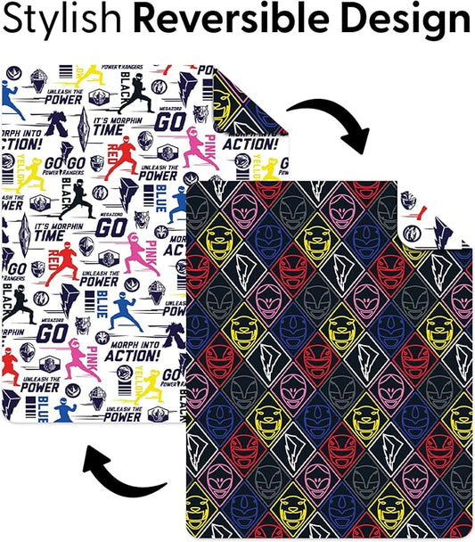 Northwest Power Rangers Core Quilted Blanket, Comfy Throw, Adults Boys Girls, Soft Lightweight Bedding for Bed, or Couch, 60 x 80 inches