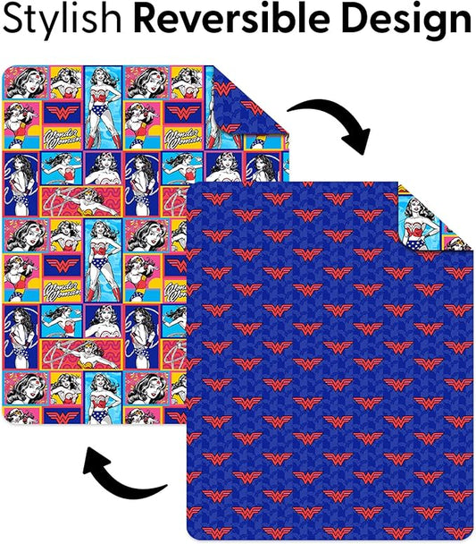 Northwest Warner Bros Wonder Woman Wonder Pop Quilted Throw Blanket, Comfy Throw, Adults Boys Girls, Soft Lightweight Bedding for Bed, or Couch, 60 x 80 inches