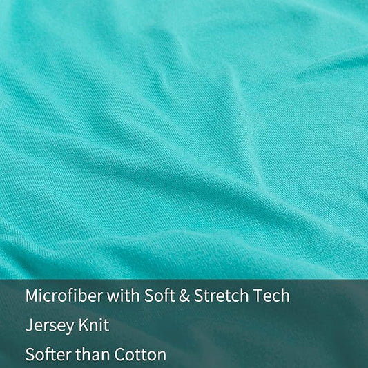 Stretch Pillow Cases King - Jersey Knit & Envelope Closure Pillowcases with Ultra Soft T-Shirt Like Polyester Blend - King Size Set of 2, Aqua