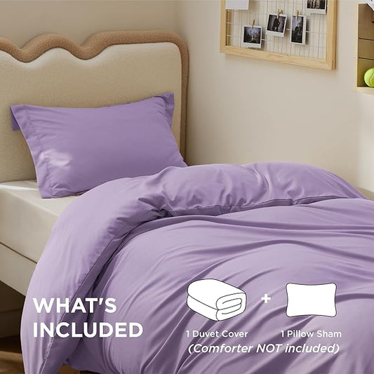 Bedsure Duvet Cover Twin/Twin XL Size - Soft Double Brushed Bedding Set for Kids & Adults, Zipper Closure, 2 Pieces, Includes 1 Duvet Cover (68"x90") & 1 Pillow Sham, NO Comforter, Orchid Bloom