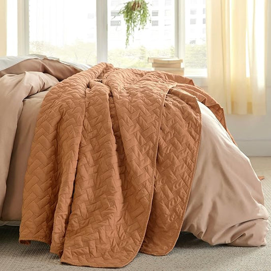 Bedsure Quilts King Size - Lightweight Bedspreads King Size with Basket Weave Pattern, Soft Quilt Bedding Set, Hazel Brown Comforter Set Coverlet for All Seasons with 2 Pillow Shams (106" x 96") | Skin-Friendly Soft, All-Season Comfort, Breathable, Lig...