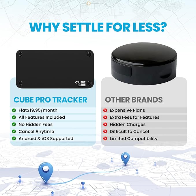 Cube Pro Real-Time GPS Tracker for Cars & Trucks w/ 4G LTE & 1 Year Battery | IP67 Waterproof Hidden Magnetic Tracking Device for Cars, Fleets, Trailers - Pinpoint Accuracy w/ Smart Alerts & Geo-Fencing