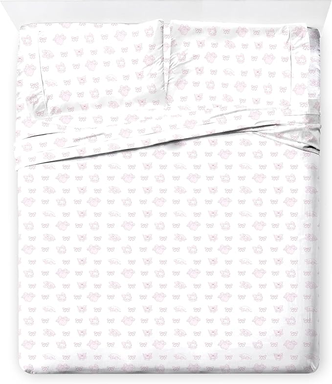 Jay Franco Comforter Set Includes Sheets and Pillow Covers - Soft and Cozy Bed Set for Stylish Room Decor, Official Licensed Bedding, Multi - Hello Kitty, 7 Piece King