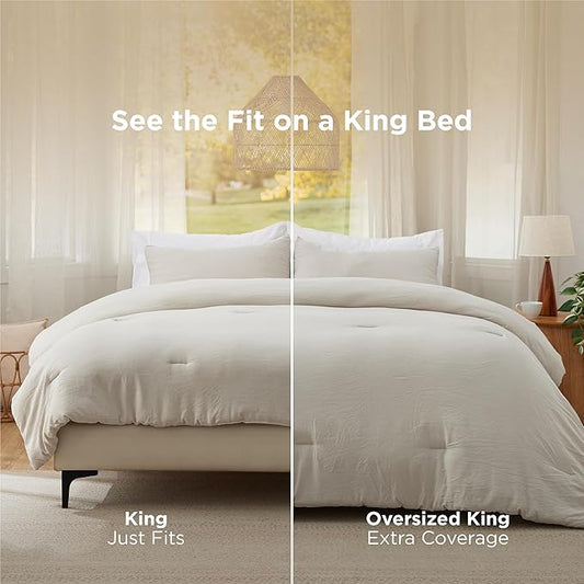 Bedsure Queen Comforter Set, Beige Soft Prewashed Bedding for All Seasons, 3 Pieces GentleSoft™ Bed Set, 1 Lightweight Comforter (90"x90") and 2 Pillowcases (20"x26")